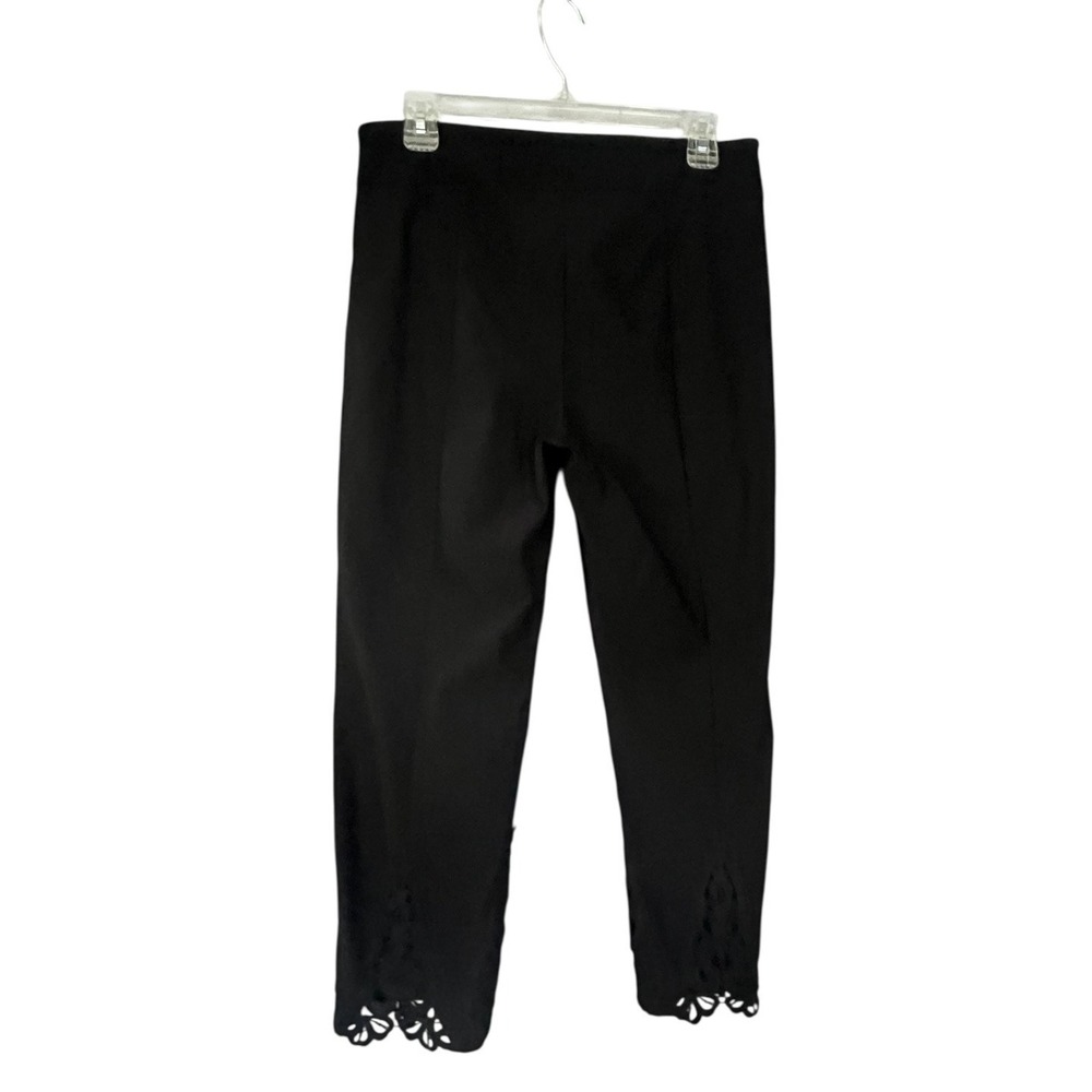 Attyre Women's Black Elastic Waist‎ Crop Lace Caroline Pants 8 Waist 30" Stretch